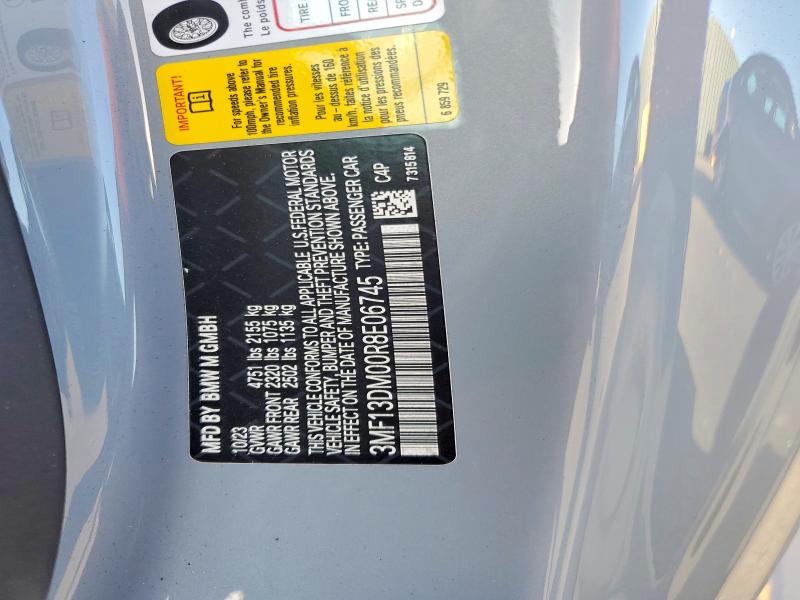 2024 Bmw M2 მანქანა იყიდება აუქციონზე, vin: 3MF13DM00R8E06745, აუქციონის ნომერი: 49184216