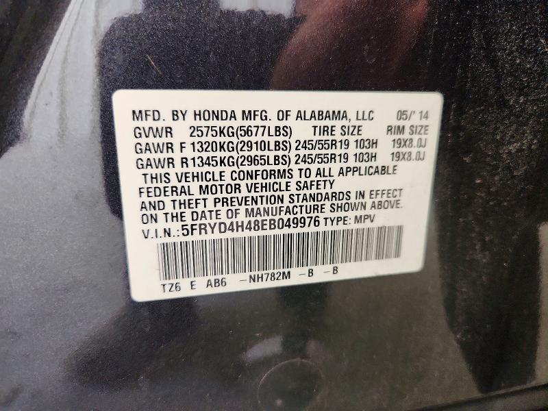 Aukcja sprzedaży 2014 Acura Mdx, vin: 5FRYD4H48EB049976, numer aukcji: 50455446
