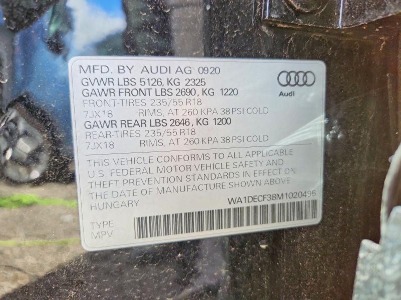 51350056 :رقم المزاد ، WA1DECF38M1020495 vin ، 2021 Audi Q3 مزاد بيع
