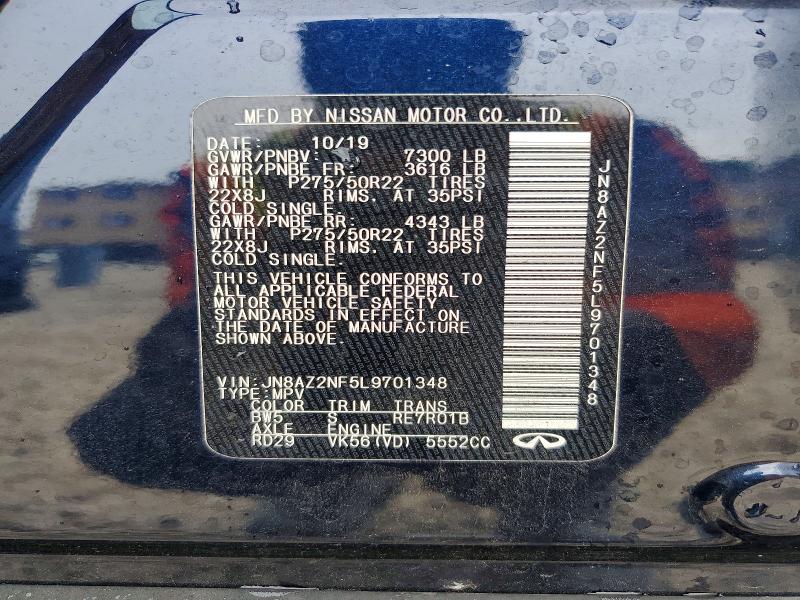 48863486 :رقم المزاد ، JN8AZ2NF5L9701348 vin ، 2020 Infiniti Qx80 مزاد بيع