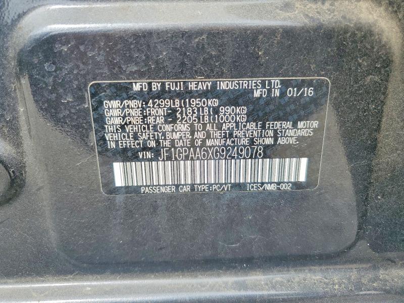Aukcja sprzedaży 2016 Subaru Impreza, vin: JF1GPAA6XG9249078, numer aukcji: 48106716