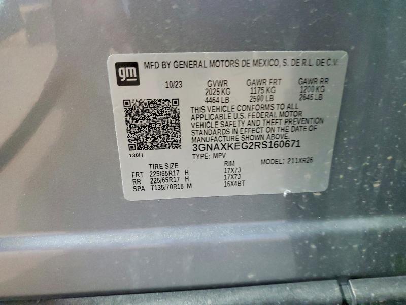 Продажа на аукционе авто 2024 Chevrolet Equinox, vin: 3GNAXKEG2RS160671, номер лота: 48670256