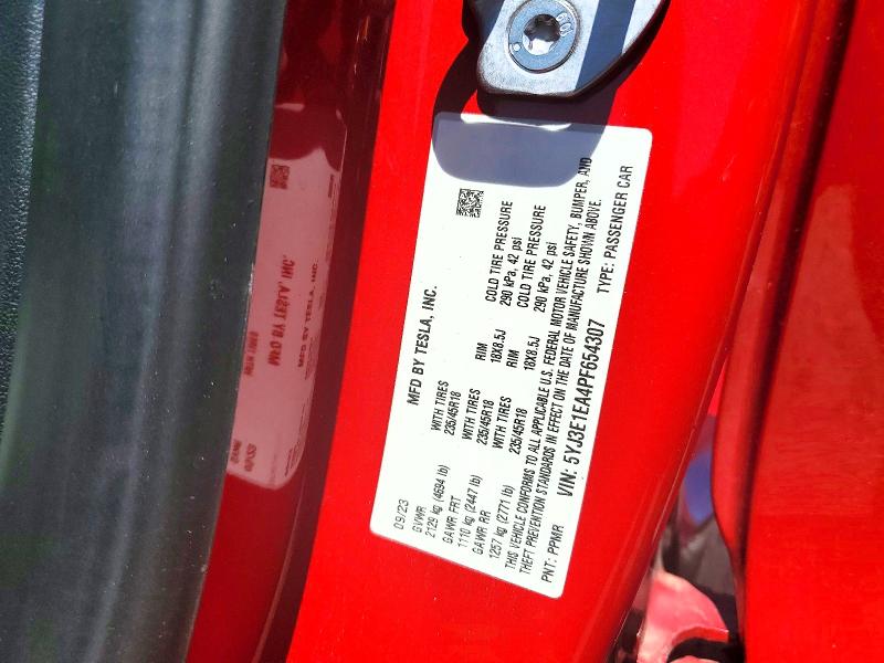 Aukcja sprzedaży 2023 Tesla Model 3, vin: 5YJ3E1EA4PF654307, numer aukcji: 51126386