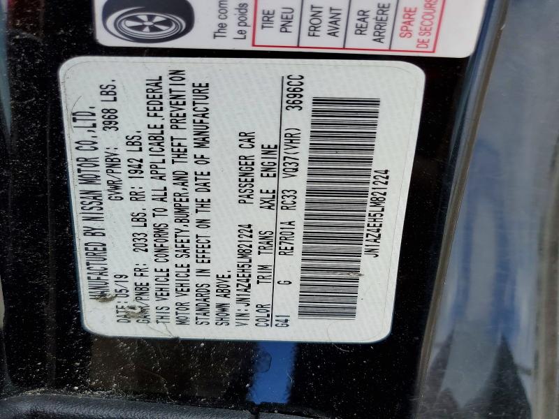 48196296 :رقم المزاد ، JN1AZ4EH5LM821224 vin ، 2020 Nissan 370z مزاد بيع