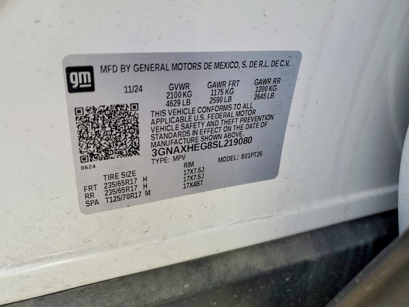 Aukcja sprzedaży 2025 Chevrolet Equinox, vin: 3GNAXHEG8SL219080, numer aukcji: 50282376