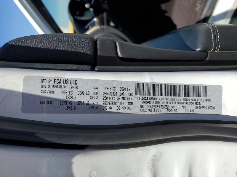 Продаж на аукціоні авто 2017 Jeep Grand Cherokee, vin: 1C4RJEBG0HC708352, номер лоту: 50611796