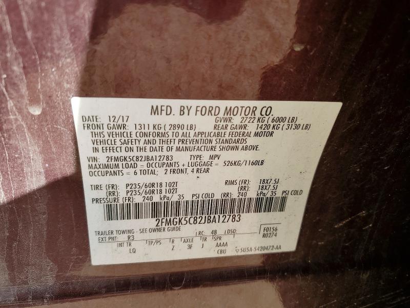 Aukcja sprzedaży 2018 Ford Flex, vin: 2FMGK5C82JBA12783, numer aukcji: 51114286