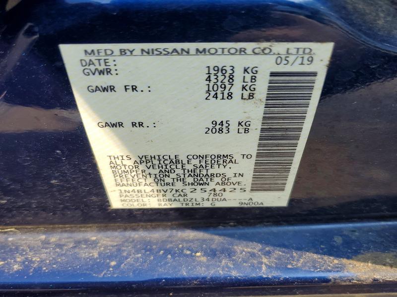 Продажа на аукционе авто 2019 Nissan Altima, vin: 1N4BL4BV7KC254425, номер лота: 46353806