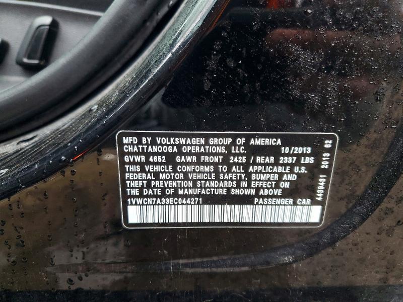 Aukcja sprzedaży 2014 Volkswagen Passat, vin: 1VWCN7A33EC044271, numer aukcji: 47865526