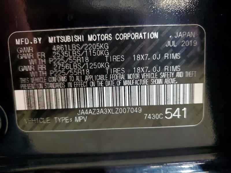 Продаж на аукціоні авто 2020 Mitsubishi Outlander, vin: JA4AZ3A3XLZ007049, номер лоту: 48842446