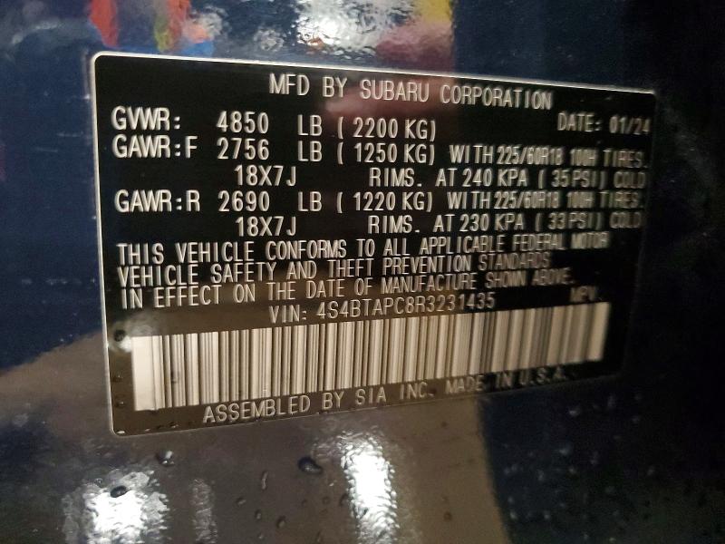 Продажа на аукционе авто 2024 Subaru Outback, vin: 4S4BTAPC8R3231435, номер лота: 50835876