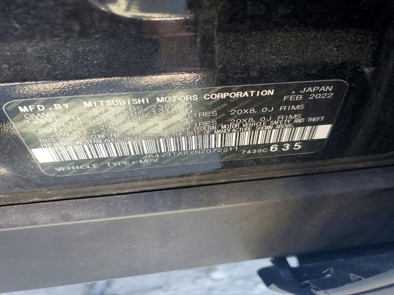 Продаж на аукціоні авто 2022 Mitsubishi Outlander, vin: JA4J3TA8XNZ072211, номер лоту: 49850416