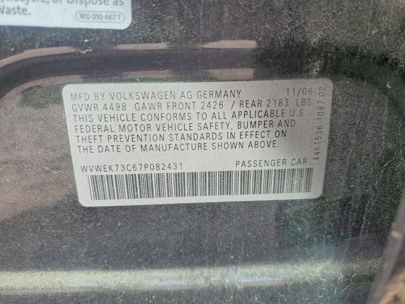 Aukcja sprzedaży 2007 Volkswagen Passat, vin: WVWEK73C67P082431, numer aukcji: 49992396