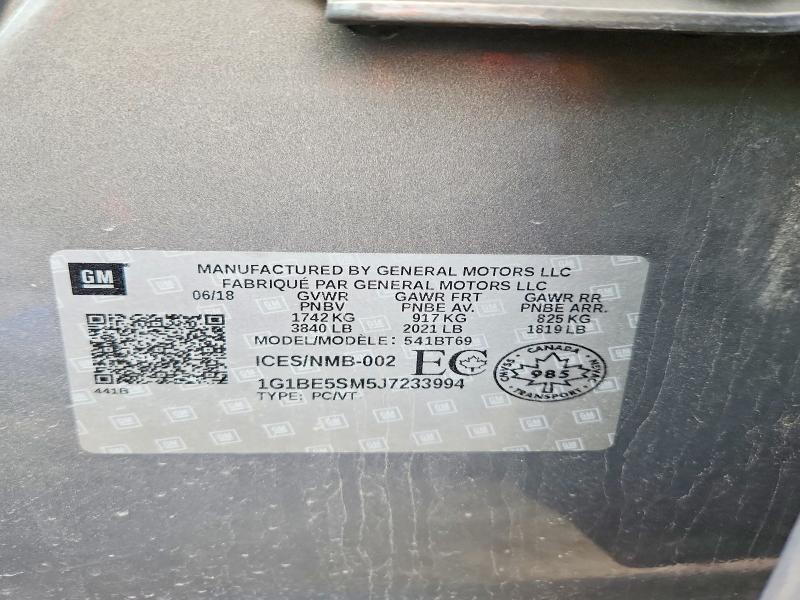 Aukcja sprzedaży 2018 Chevrolet Cruze, vin: 1G1BE5SM5J7233994, numer aukcji: 48755456