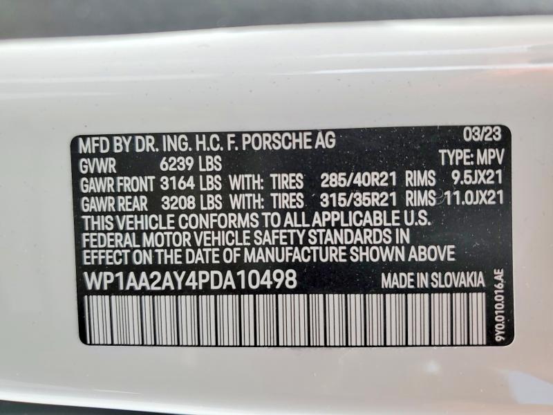 Aukcja sprzedaży 2023 Porsche Cayenne, vin: WP1AA2AY4PDA10498, numer aukcji: 53221536