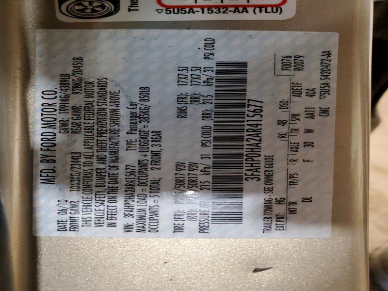 Aukcja sprzedaży 2010 Ford Fusion, vin: 3FAHP0HA2AR415677, numer aukcji: 51184426