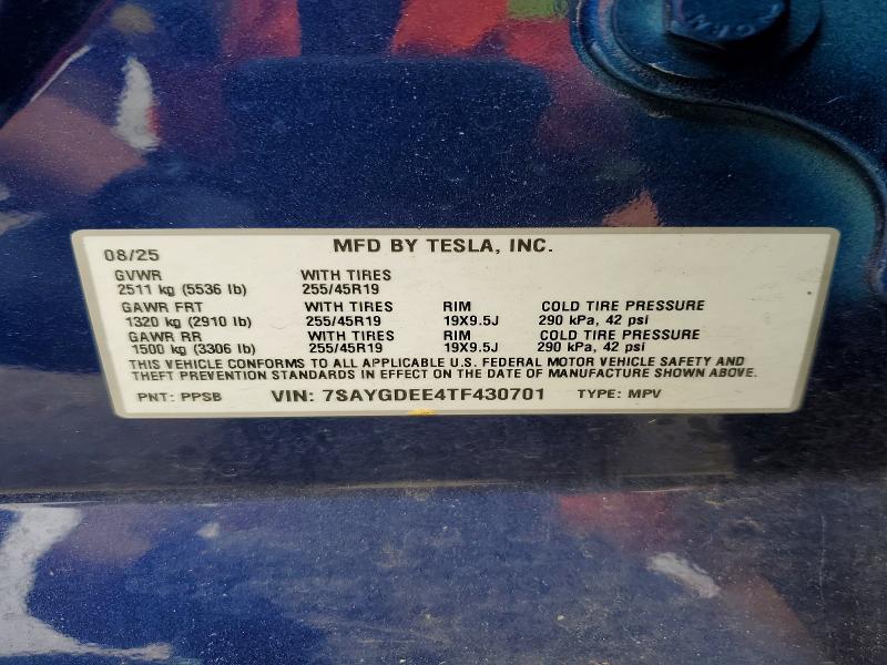 51172786 :رقم المزاد ، 7SAYGDEE4TF430701 vin ، 2026 Tesla Model Y مزاد بيع