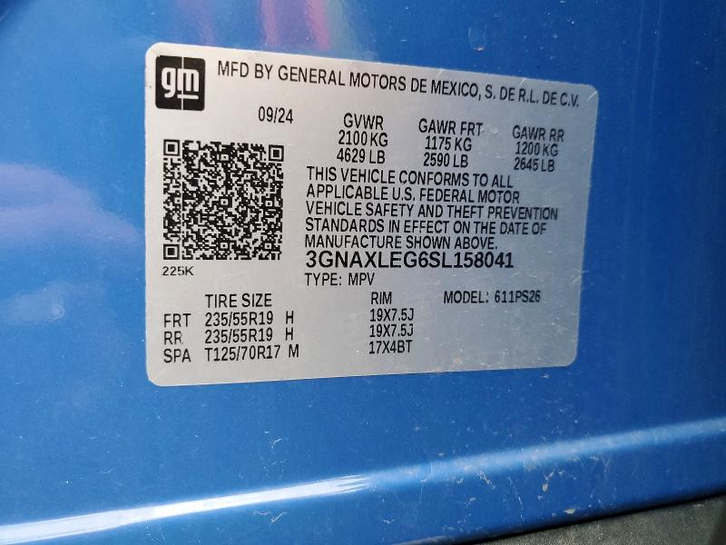 Aukcja sprzedaży 2025 Chevrolet Equinox, vin: 3GNAXLEG6SL158041, numer aukcji: 49617986