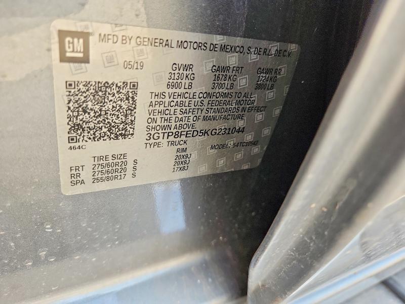 Aukcja sprzedaży 2019 Gmc Sierra, vin: 3GTP8FED5KG231044, numer aukcji: 49339636