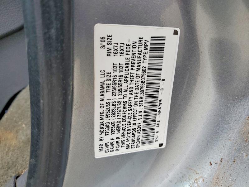 Aukcja sprzedaży 2006 Honda Odyssey, vin: 5FNRL38796B079602, numer aukcji: 49943046