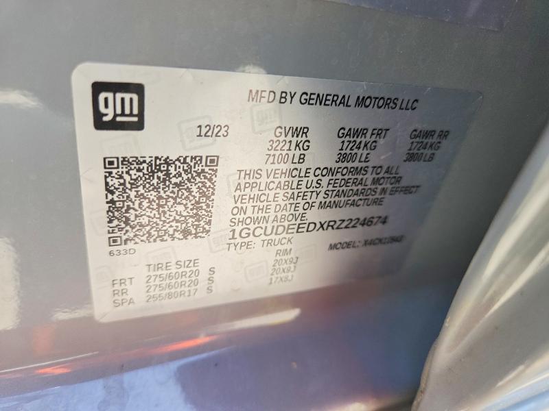 Aukcja sprzedaży 2024 Chevrolet Silverado, vin: 1GCUDEEDXRZ224674, numer aukcji: 50045096