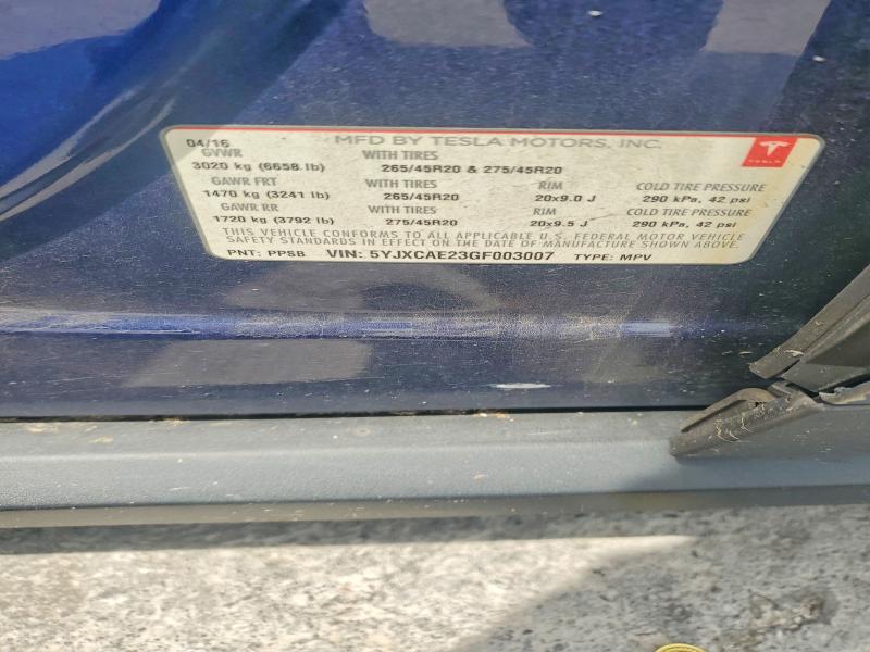 Aukcja sprzedaży 2016 Tesla Model X, vin: 5YJXCAE23GF003007, numer aukcji: 51162286