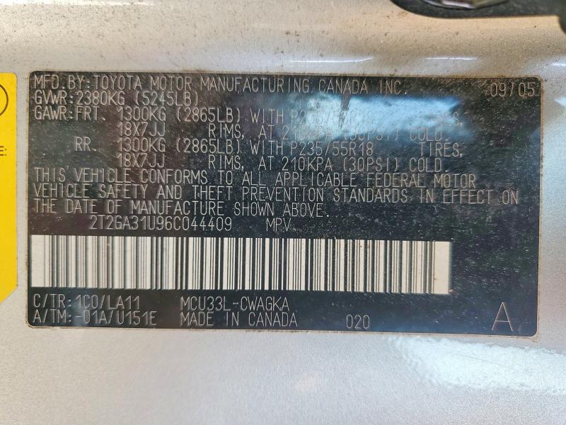 48570266 :رقم المزاد ، 2T2GA31U96C044409 vin ، 2006 Lexus Rx 330 مزاد بيع