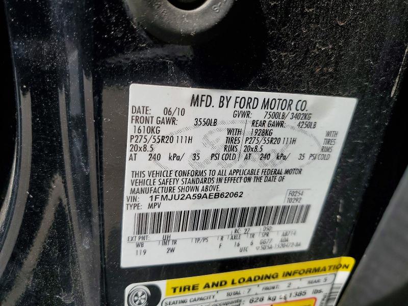 49327846 :رقم المزاد ، 1FMJU2A59AEB62062 vin ، 2010 Ford Expedition مزاد بيع