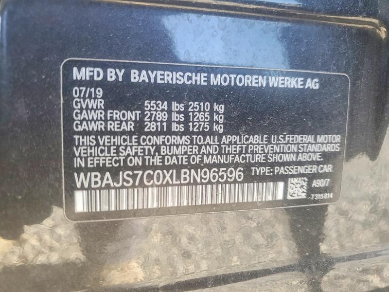 48977186 :رقم المزاد ، WBAJS7C0XLBN96596 vin ، 2020 Bmw M550xi مزاد بيع