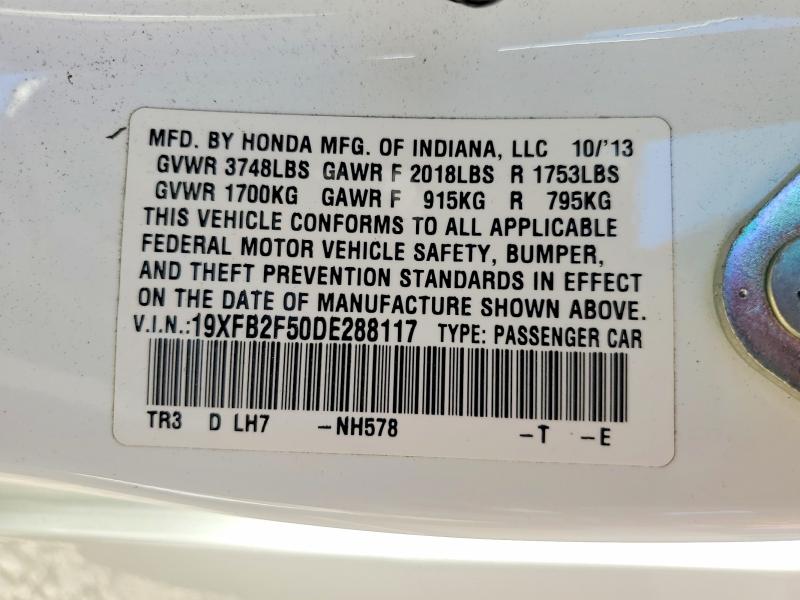 48710606 :رقم المزاد ، 19XFB2F50DE288117 vin ، 2013 Honda Civic مزاد بيع
