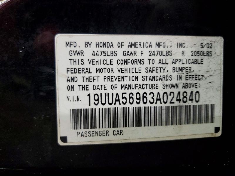 Aukcja sprzedaży 2003 Acura 3.2tl, vin: 19UUA56963A024840, numer aukcji: 48457656