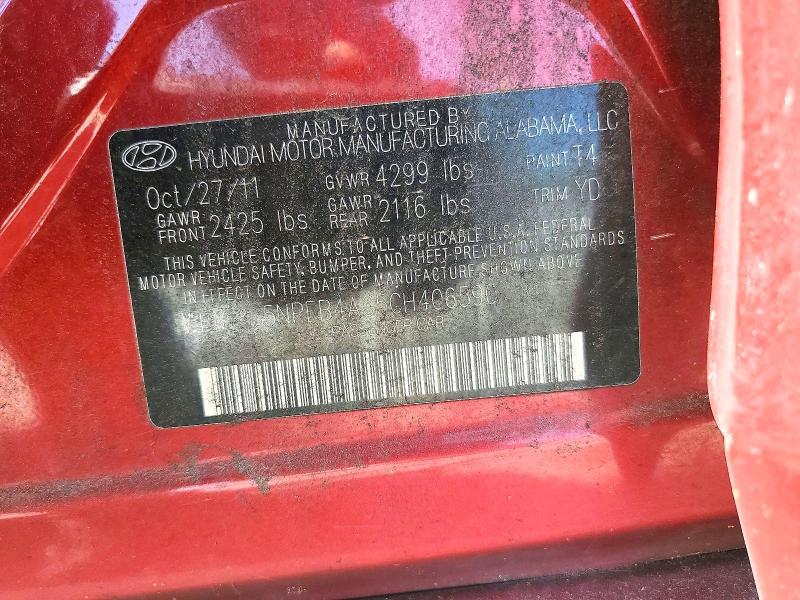 Продаж на аукціоні авто 2012 Hyundai Sonata, vin: 5NPEB4AC5CH406590, номер лоту: 50082546