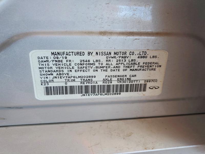 50663866 :رقم المزاد ، JN1EV7AP6LM202899 vin ، 2020 Infiniti Q50 مزاد بيع
