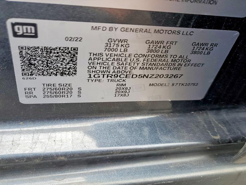 Aukcja sprzedaży 2022 Gmc Sierra Limited, vin: 1GTR9CED5NZ203267, numer aukcji: 50711746