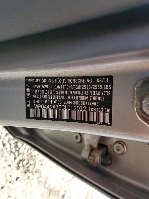 51365386 :رقم المزاد ، WP0AA2A75CL012012 vin ، 2012 Porsche Panamera مزاد بيع