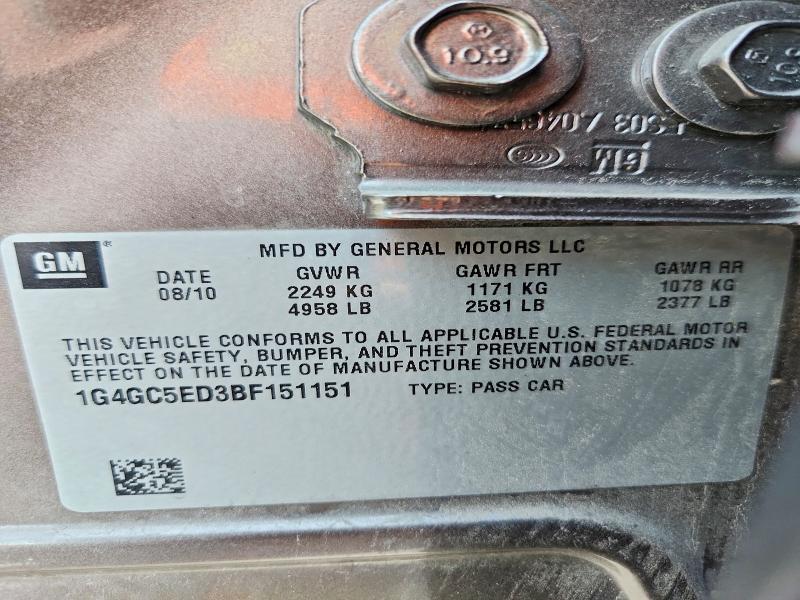 Aukcja sprzedaży 2011 Buick Lacrosse, vin: 1G4GC5ED3BF151151, numer aukcji: 49756536