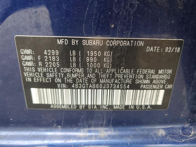 Продажа на аукционе авто 2018 Subaru Impreza, vin: 4S3GTAB60J3734554, номер лота: 48281336