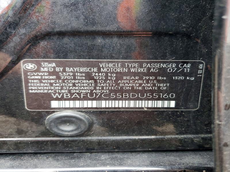 49755396 :رقم المزاد ، WBAFU7C55BDU55160 vin ، 2011 Bmw 535 مزاد بيع