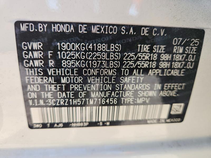 Продаж на аукціоні авто 2026 Honda Hr-v, vin: 3CZRZ1H57TM716456, номер лоту: 50405756