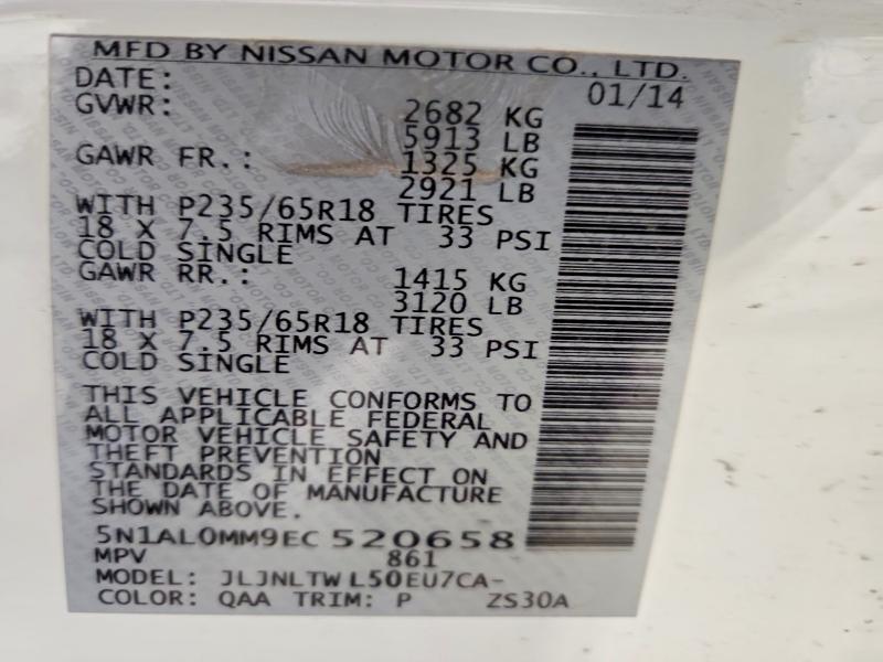 Продажа на аукционе авто 2014 Infiniti Qx60, vin: 5N1AL0MM9EC520658, номер лота: 51356276