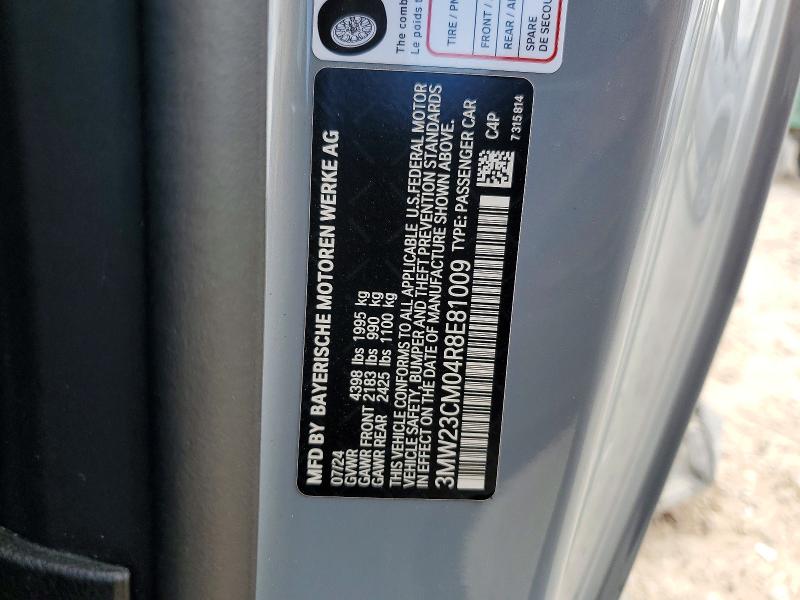 48630836 :رقم المزاد ، 3MW23CM04R8E81009 vin ، 2024 Bmw 230i مزاد بيع