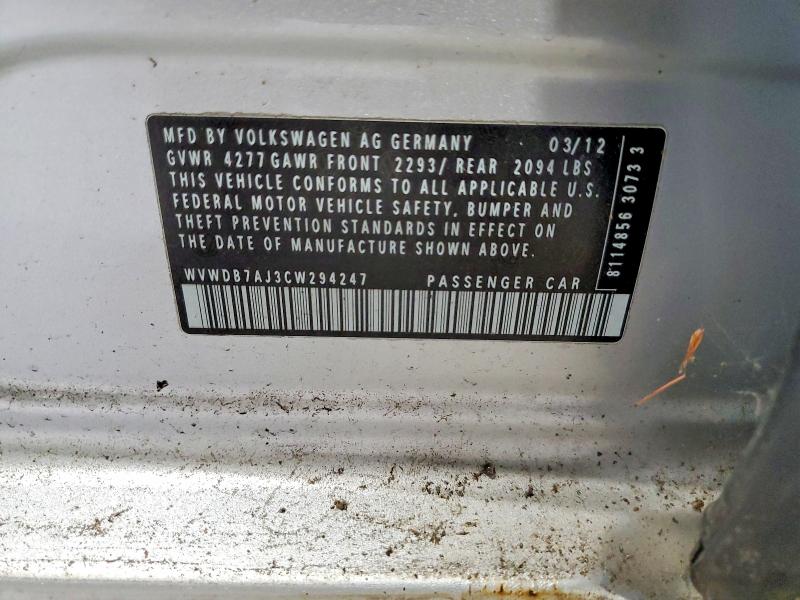 Продаж на аукціоні авто 2012 Volkswagen Golf, vin: WVWDB7AJ3CW294247, номер лоту: 51794366