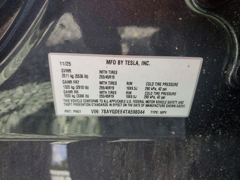 Продажа на аукционе авто 2026 Tesla Model Y, vin: 7SAYGDEE4TA598044, номер лота: 51861086