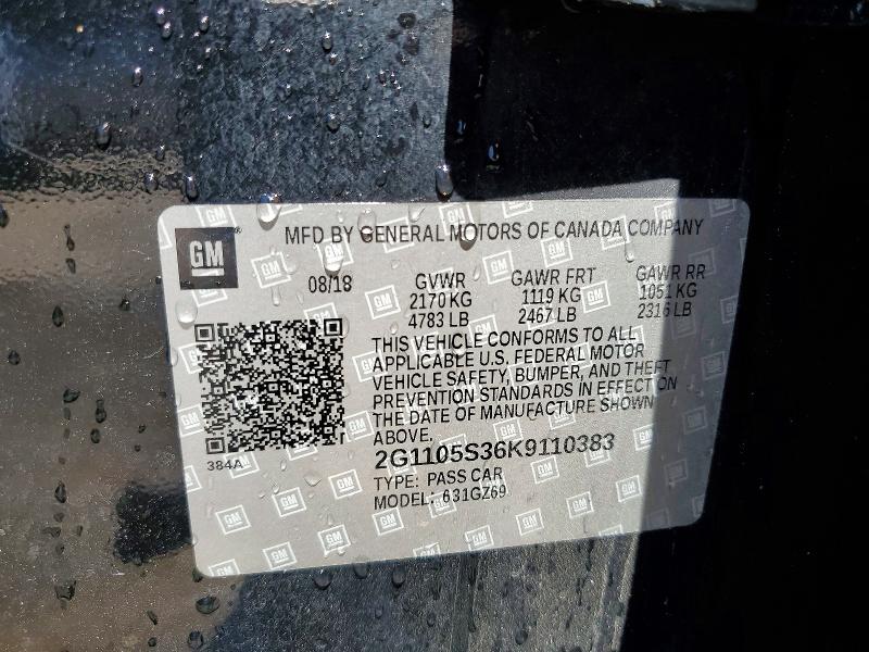 Aukcja sprzedaży 2019 Chevrolet Impala, vin: 2G1105S36K9110383, numer aukcji: 49933726