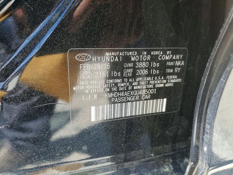77760995 :رقم المزاد ، KMHDH4AEXGU485001 vin ، 2016 Hyundai Elantra مزاد بيع