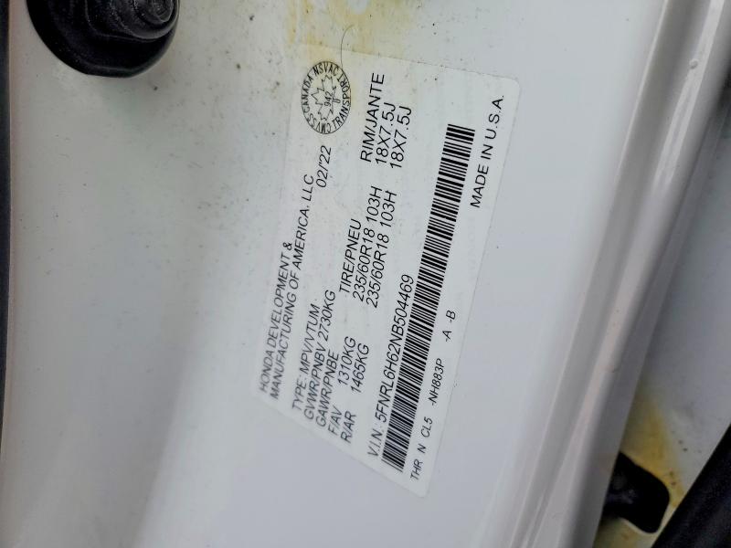 Продажа на аукционе авто 2022 Honda Odyssey, vin: 5FNRL6H62NB504469, номер лота: 48043356