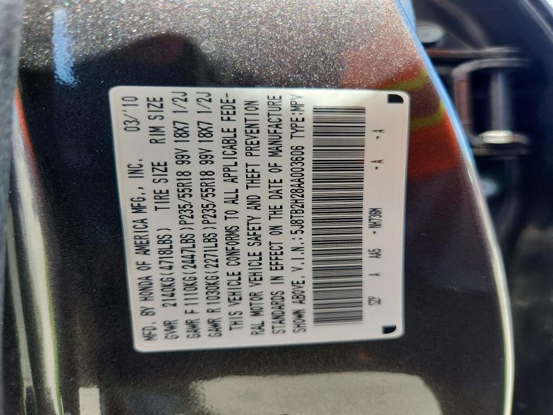 50459636 :رقم المزاد ، 5J8TB2H28AA003606 vin ، 2010 Acura Rdx مزاد بيع