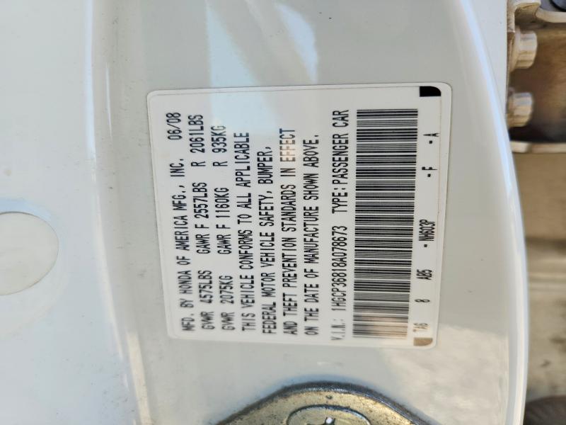 48514716 :رقم المزاد ، 1HGCP36818A078673 vin ، 2008 Honda Accord مزاد بيع