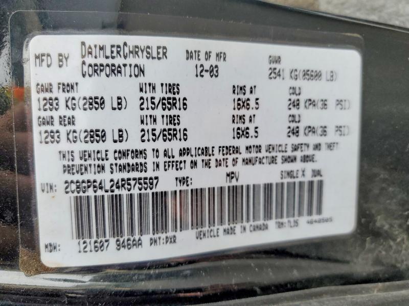 Продаж на аукціоні авто 2004 Chrysler Town & Country, vin: 2C8GP64L24R575597, номер лоту: 49680336
