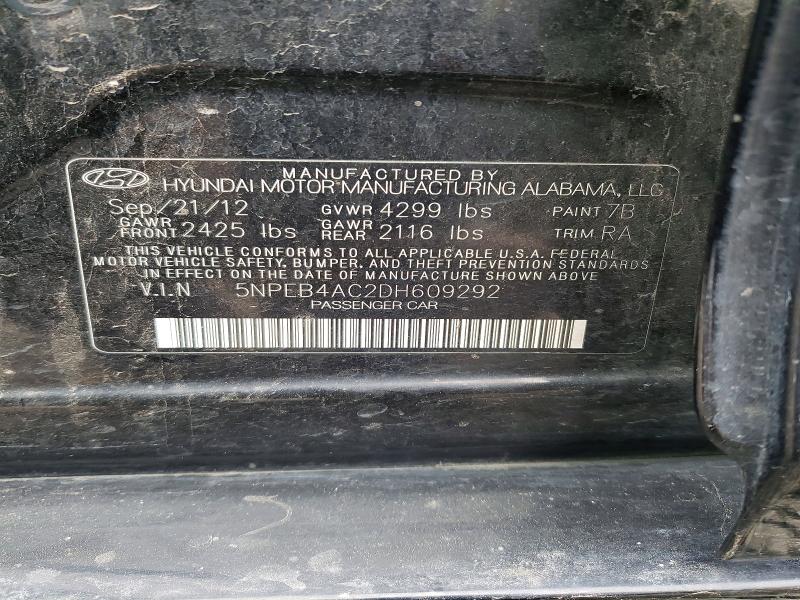 Aukcja sprzedaży 2013 Hyundai Sonata, vin: 5NPEB4AC2DH609292, numer aukcji: 50118786
